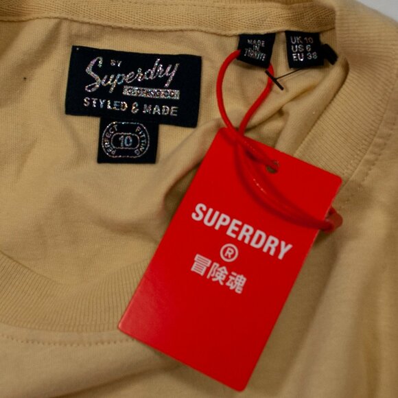 NEW Superdry Tonal Rainbow Core T Shirt Womens Small S 6 Yellow Relaxed Tee H03X - Picture 5 of 6